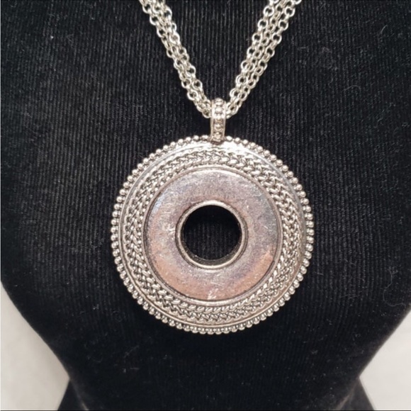 N329 Chico's Reversible Gold and Shiny Silver Pendant Necklace - Picture 4 of 5